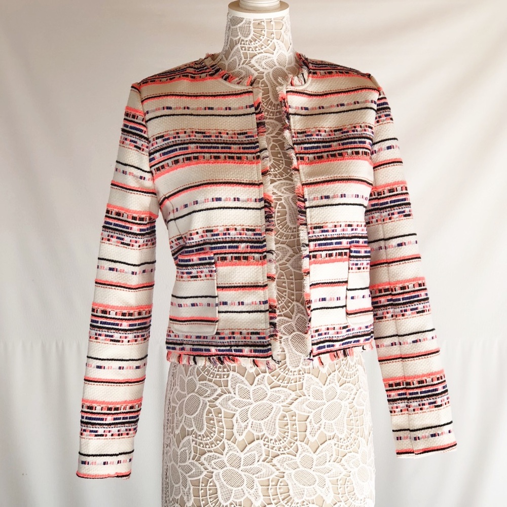 BELLE VERE Open Front Fringe End Blazer 0048